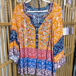 John Mark Multicolor embroidered Bohemian Blouse